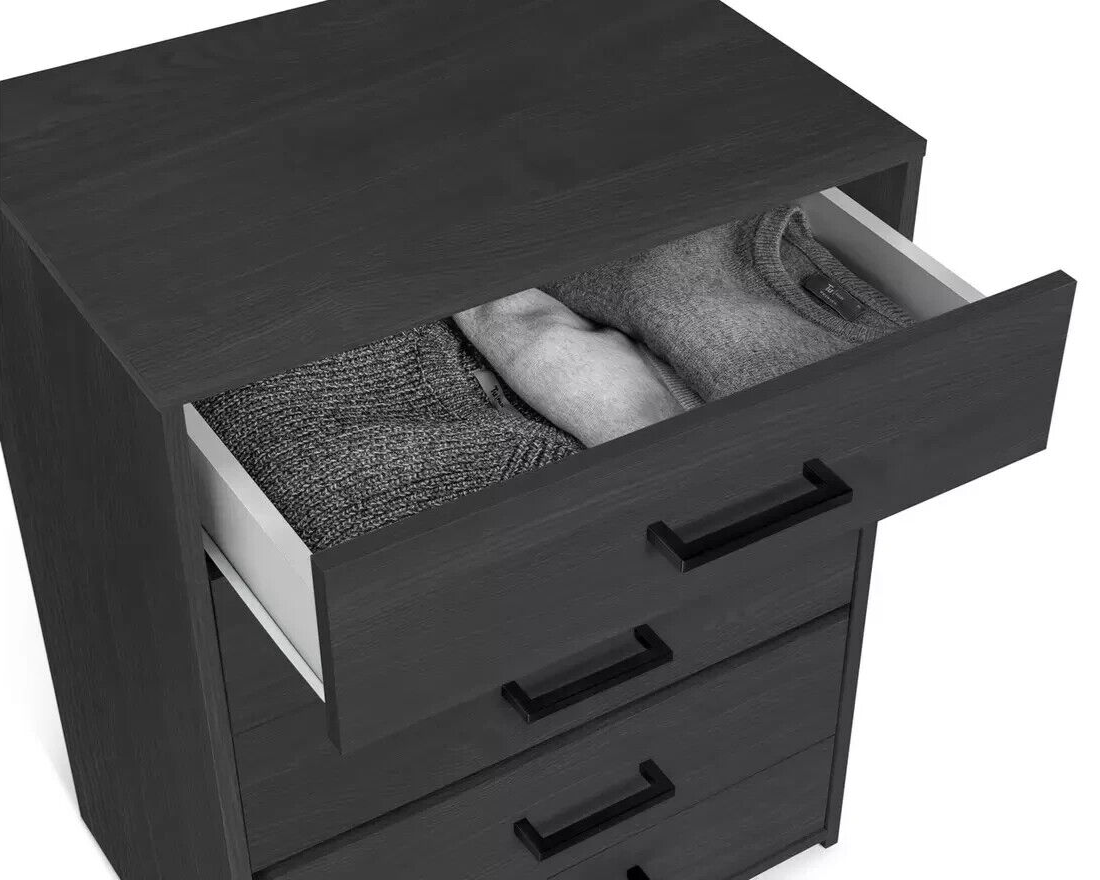 Home Oslo 5 Drawer Chest Black Oak Effect | Modern Furniture Storage Dresser