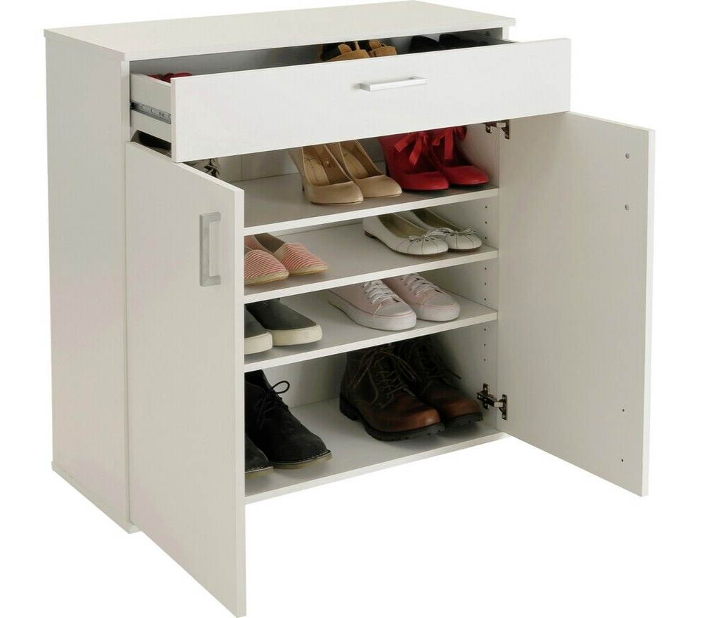 Home Venetia Shoe Storage Cabinet White | Organizer Cupboard for Entryway Shoes