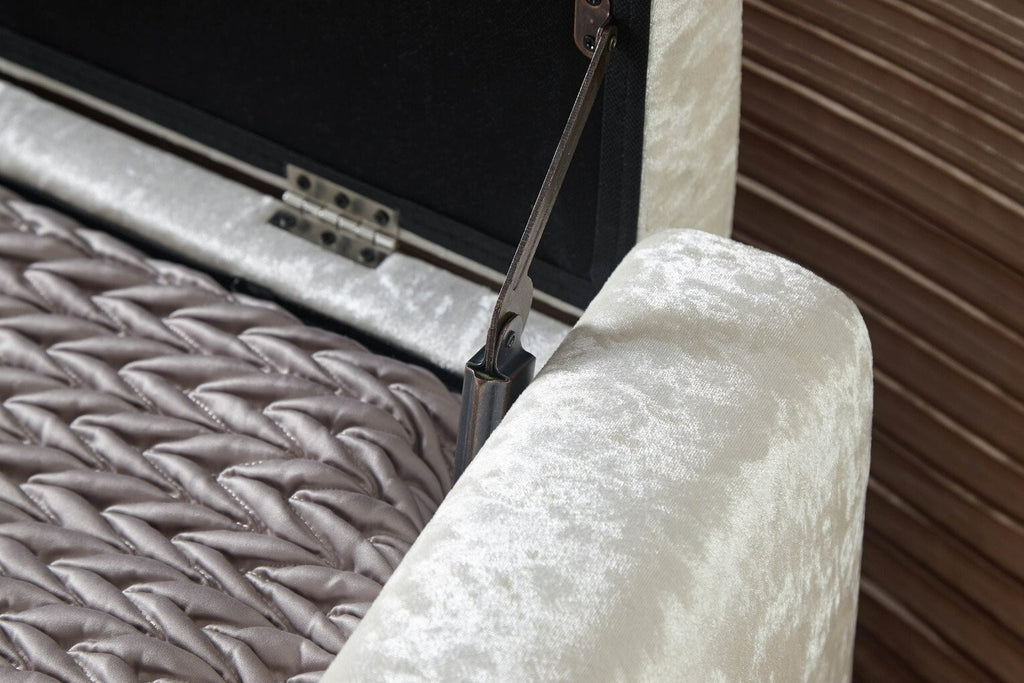 GFW Verona Velvet Ottoman Bench - White