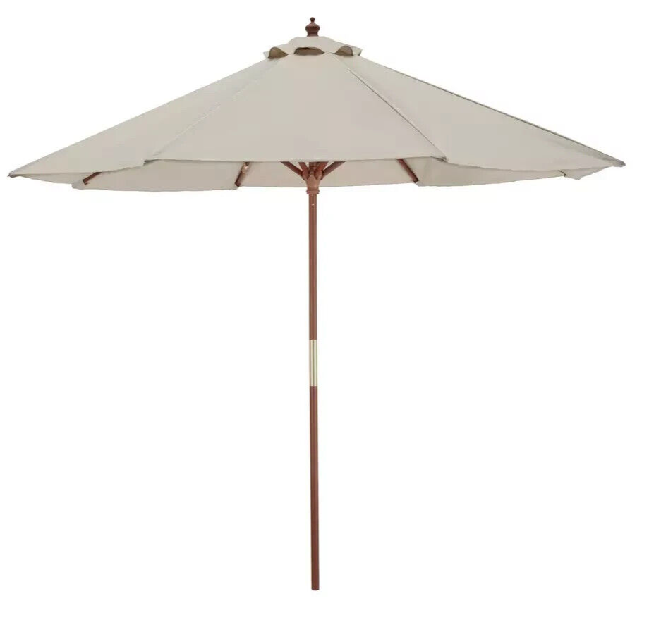 Home 2.7m Water Repellent Garden Parasol - Cream | Outdoor Patio Shade Umbrella