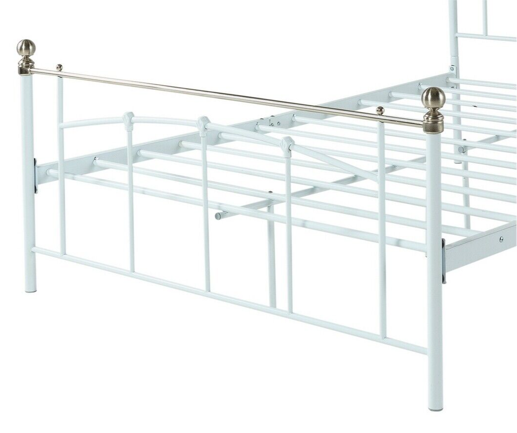 Yani Small Double Metal Bed Frame - White | Classic  Underbed Storge