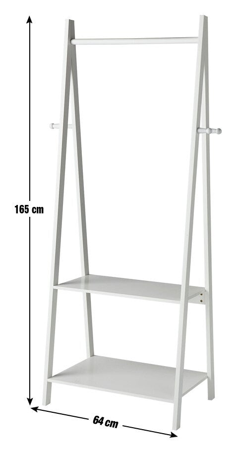 Decorative Clothes Rail with 2 Shelves - White ( B Grade )