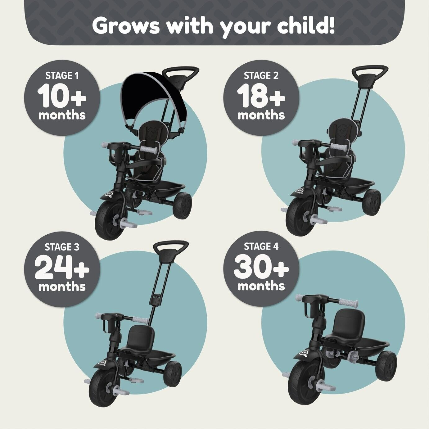 TP Toys 4 in 1 Trike - Grey Storm ( B Grade 29705 )