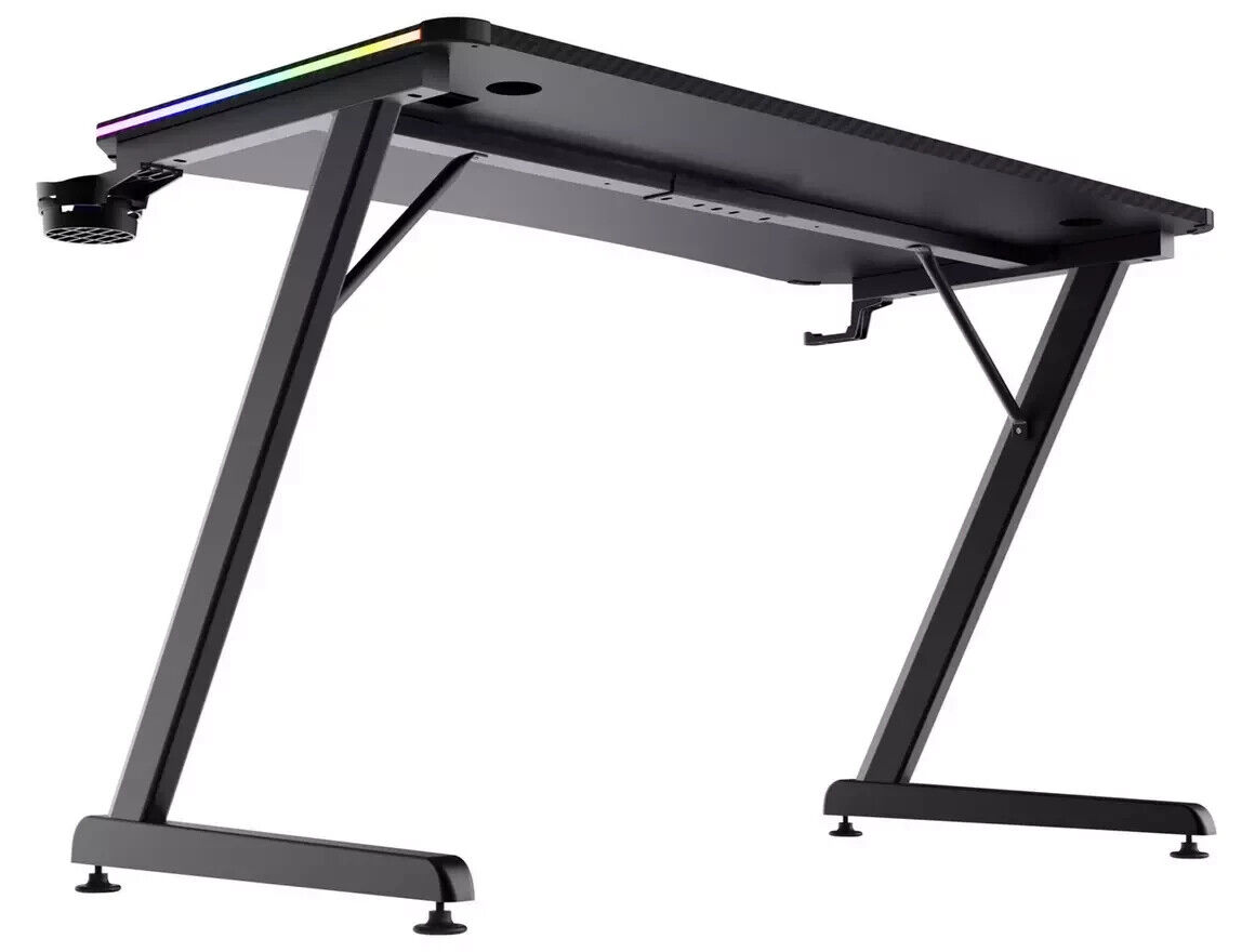 Trust GXT709 Luminus RGB Gaming Desk Black | LED Furniture for Entertainment