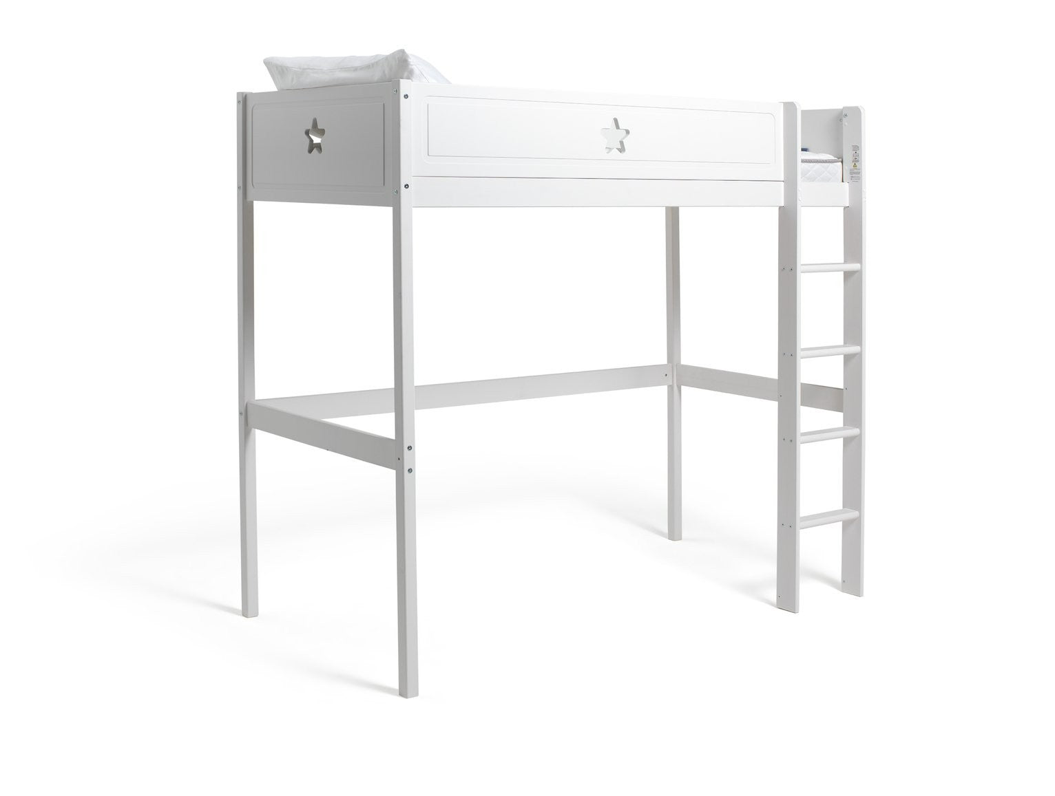 Stars High Sleeper Bed Frame - White | Children’s high bed frame