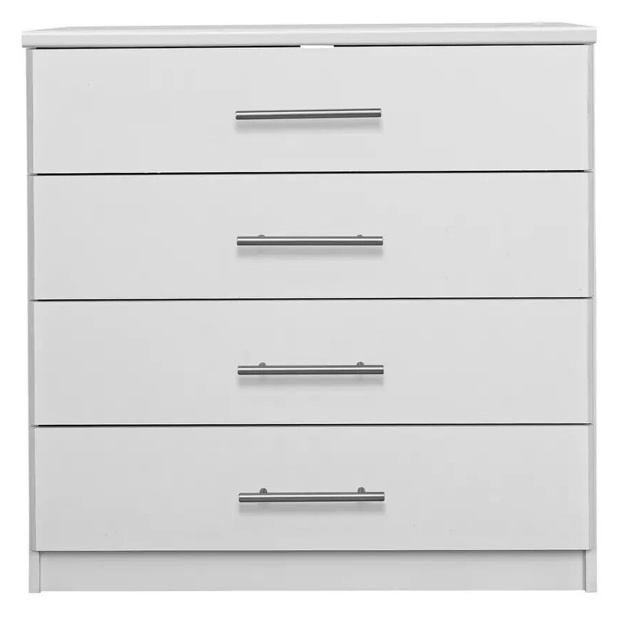 Home Normandy 4 Drawer Chest of Drawers White | Bedroom Storage Furniture Modern