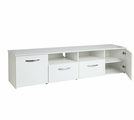 Home Hayward 2 Door TV Unit - White Gloss | Modern Stylish TV Stand Living Room