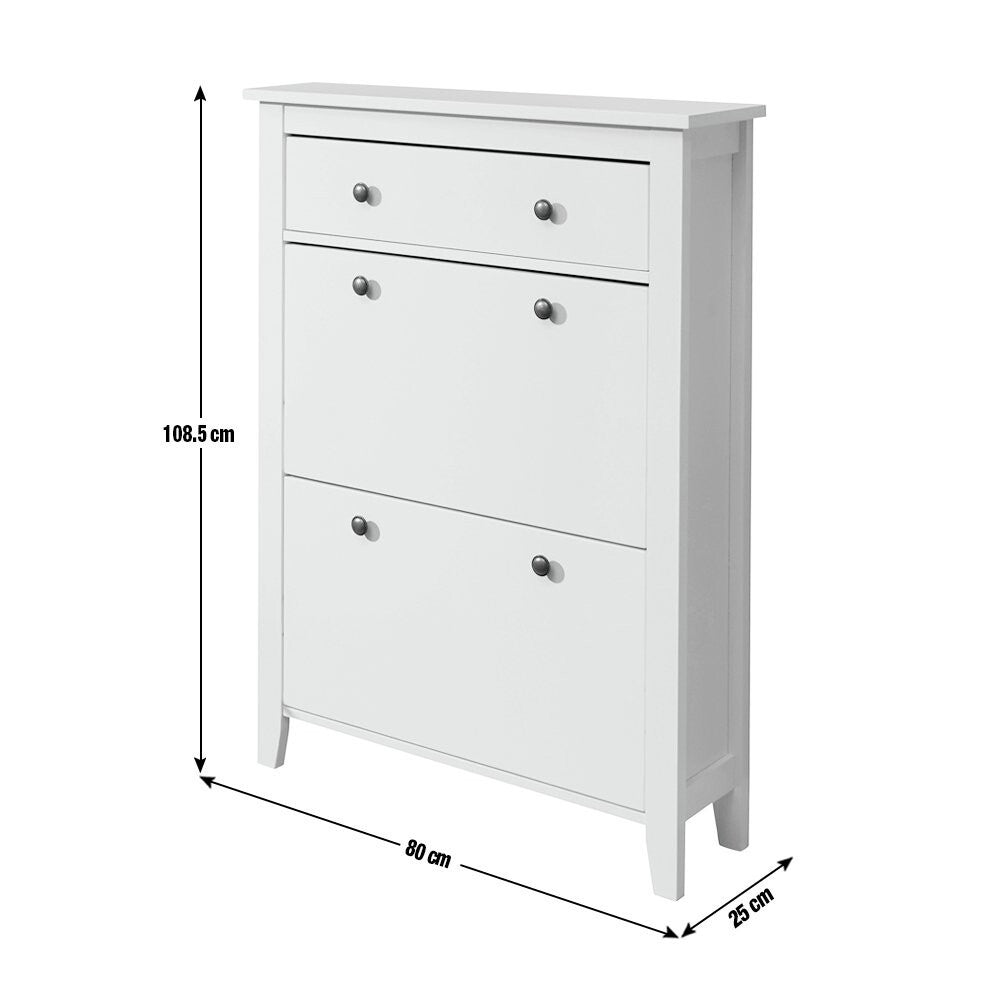 Deluxe Two Tier Shoe Cabinet - Grey