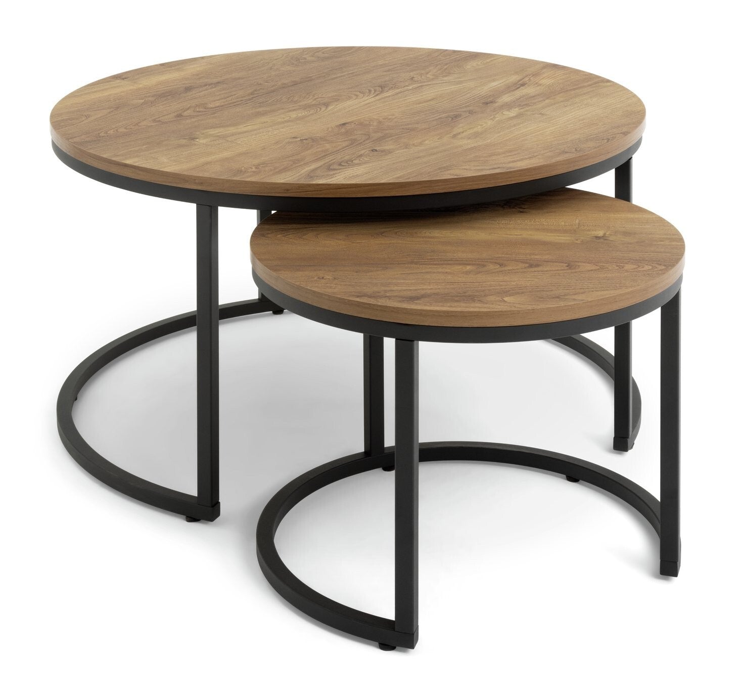 Nomad Nest of 2 Coffee Tables Oak | Modern Wooden Living Furniture Set Stylish