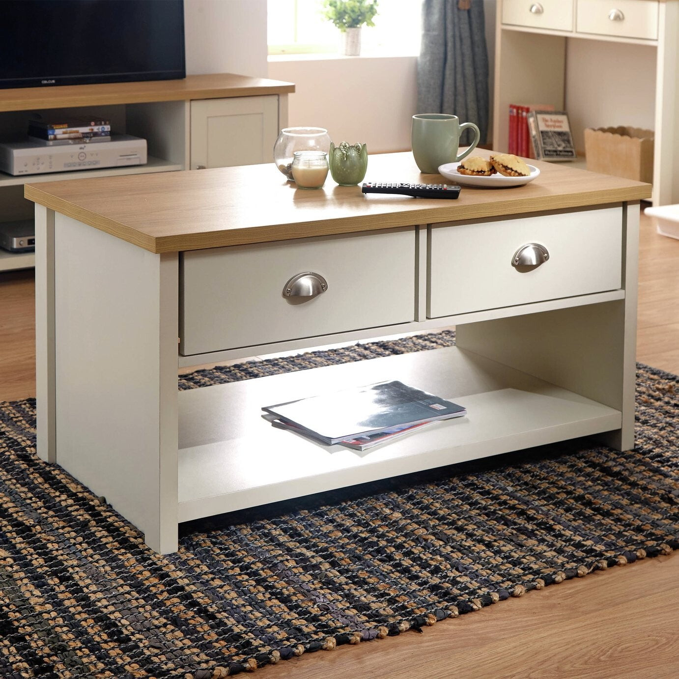 GFW Lancaster 2 Drawer Coffee Table - Cream ( B Grade 38138 )