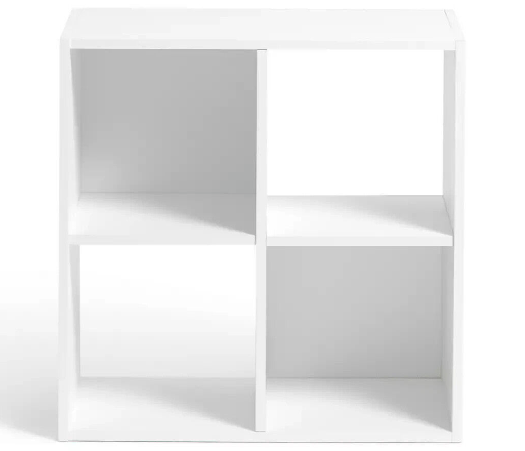 Home Squares 4 Cube Storage Unit - White | Modular Organizer Shelf Living Bed