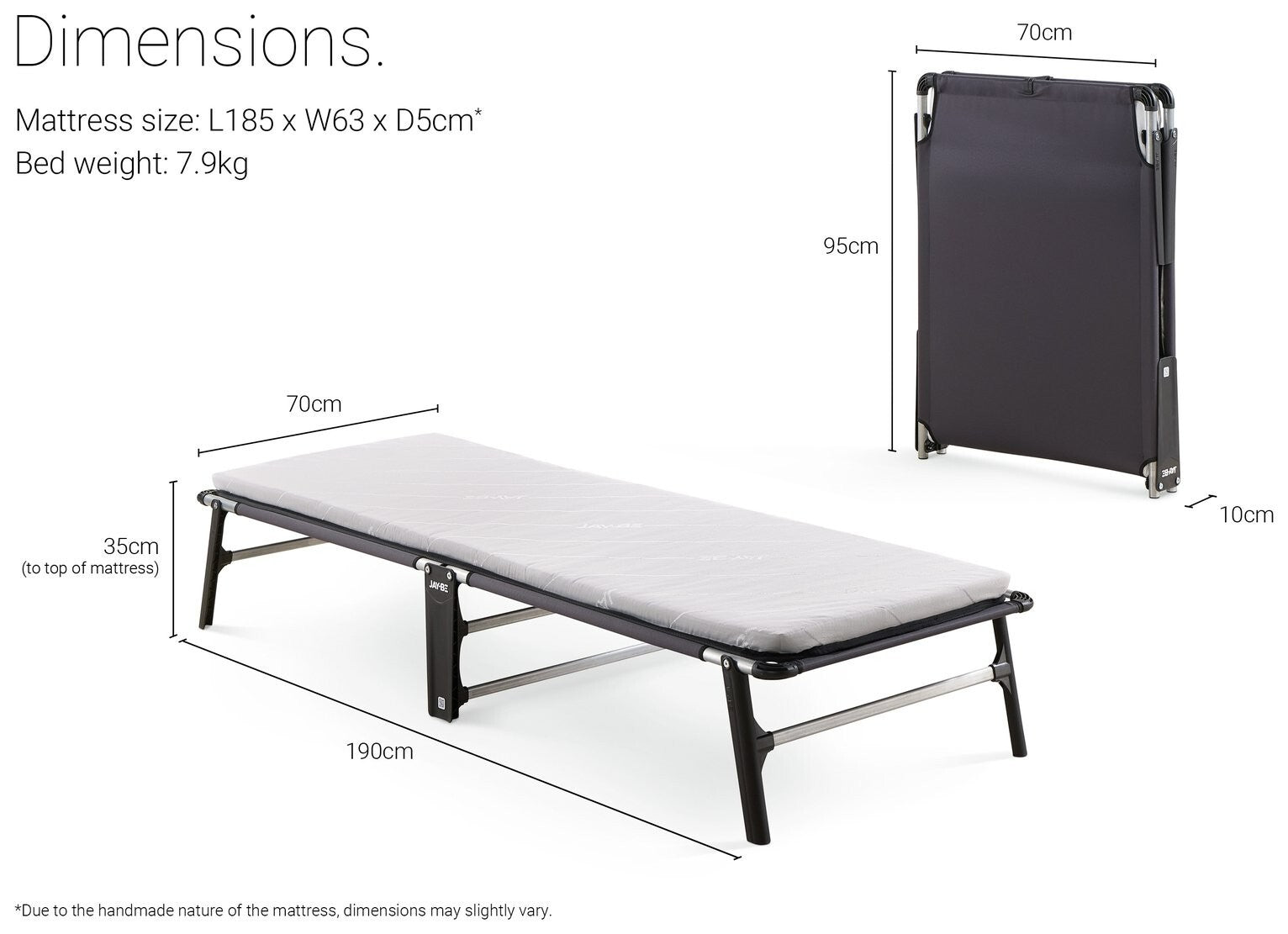 Jay-Be Compact Folding Bed with Mattress - Single