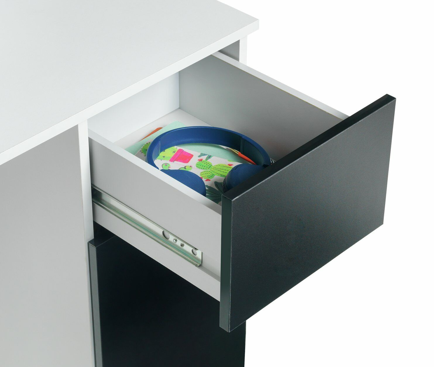 Habitat Pob Double Pedestal Desk - Black | Workstation Storage Drawers Shelves