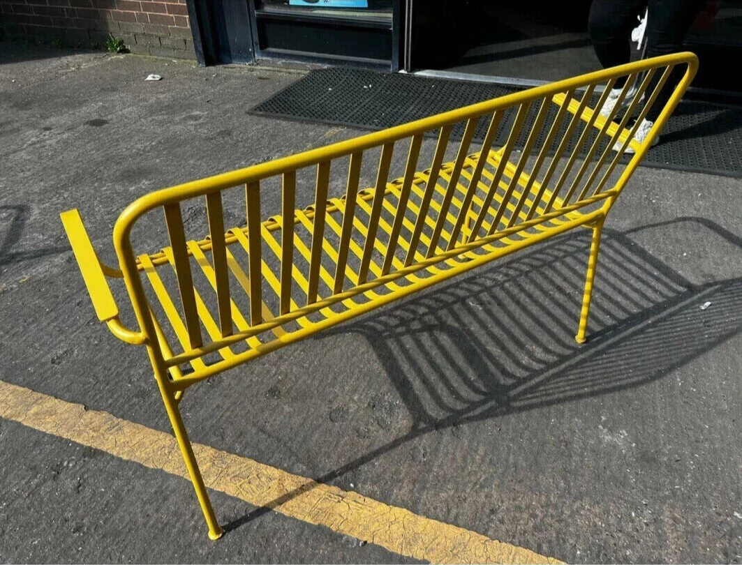 Habitat Indu 3 Seater Metal Garden Bench Outdoor - Yellow