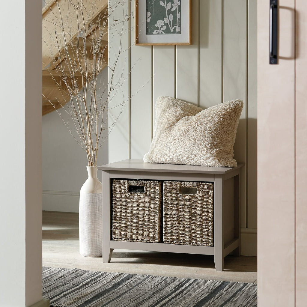 Willow Shoe Storage Bench - Grey