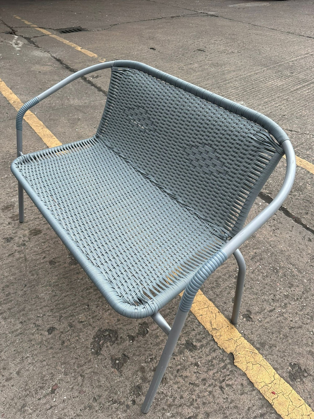 Steel Wicker 2 Seater Garden Bench - Grey