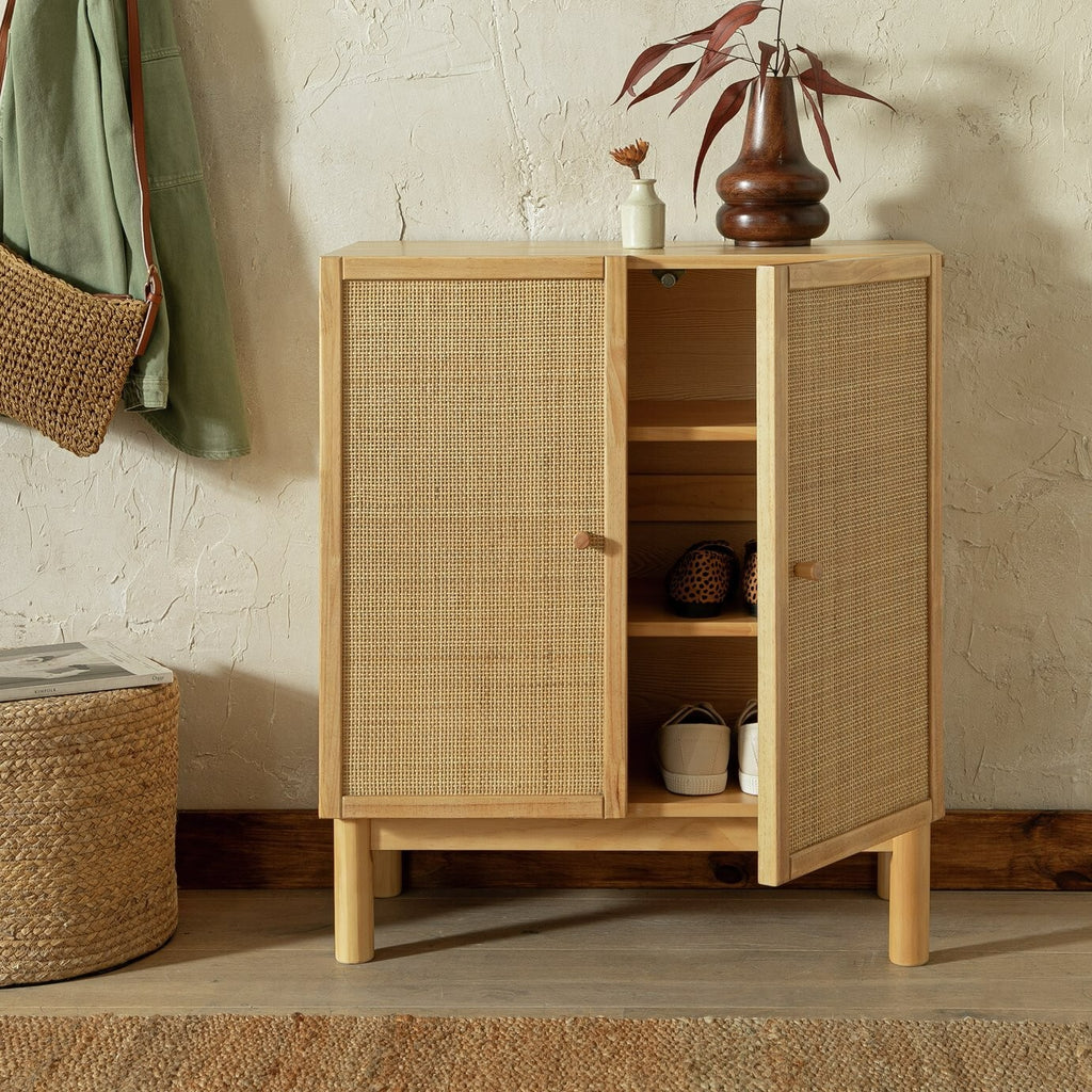 Simone 2 Door Shoe Storage Cabinet - Oak
