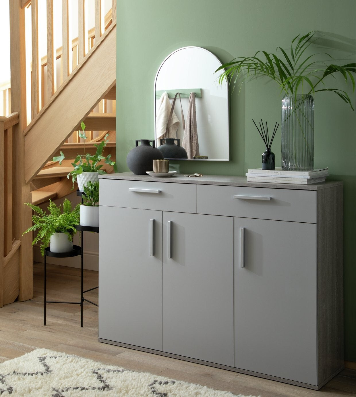 Habitat Venetia 3 Door Shoe Storage Cabinet - Grey & Oak