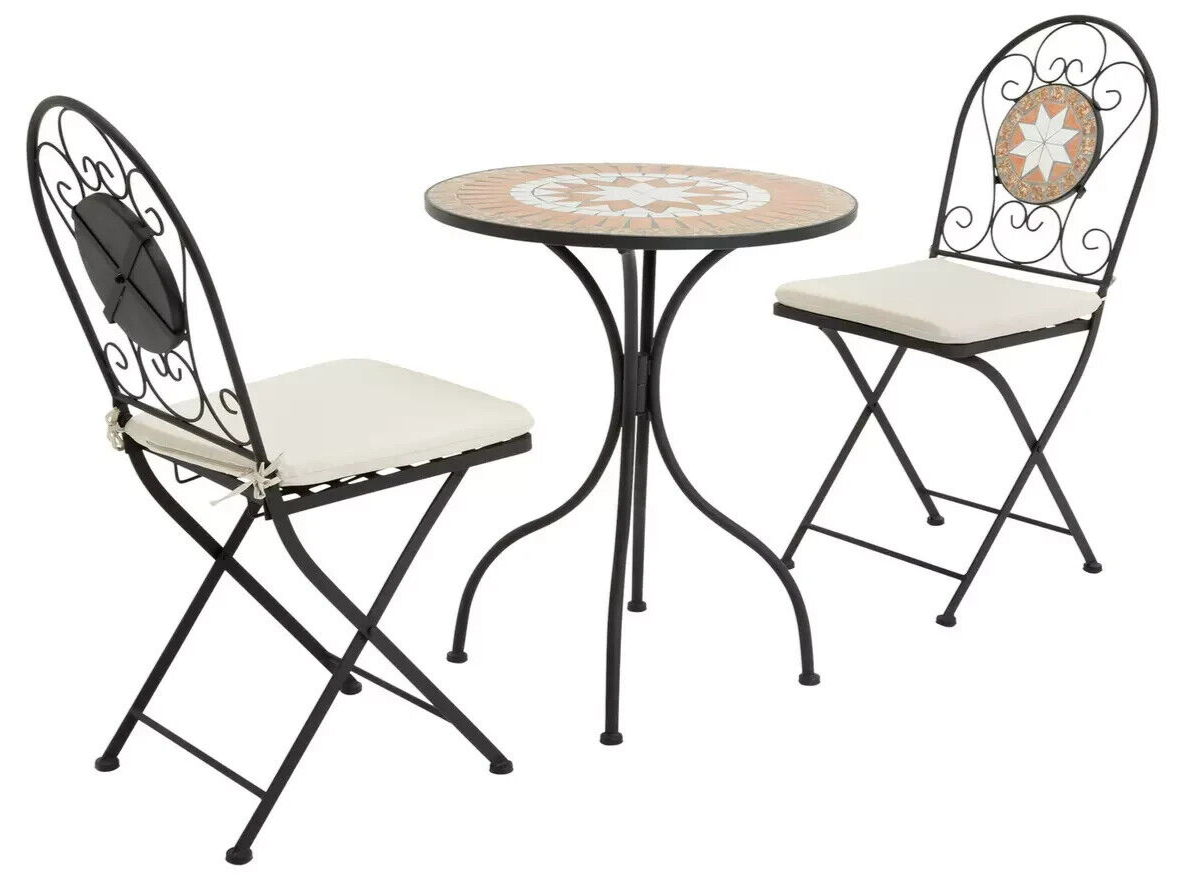 Genoa 2 Seater Metal Garden Bistro set - Black