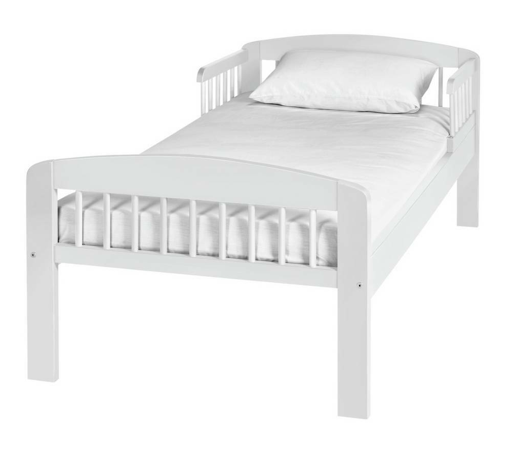 Home Jesse Toddler Bed Frame - White | Sturdy Safe Kids Bed for Nursery Bedroom