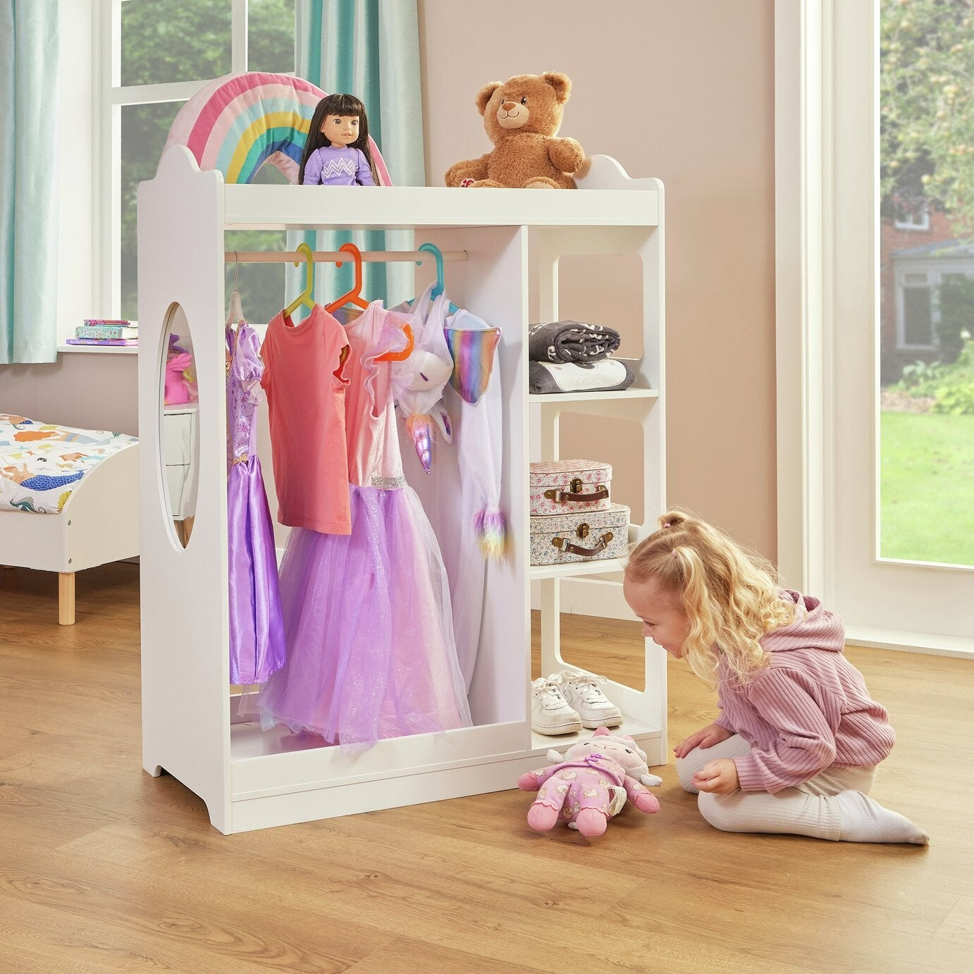 Liberty House Kids Dressing Rail with Mirror - White