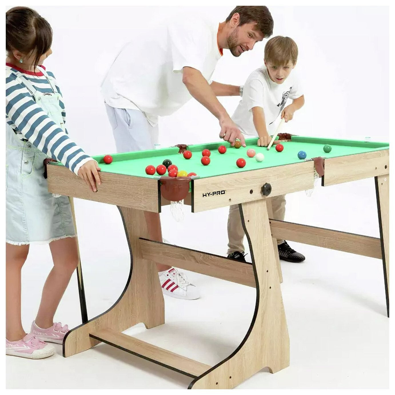 Hy-Pro 6ft Folding Snooker and Pool Table - Oak