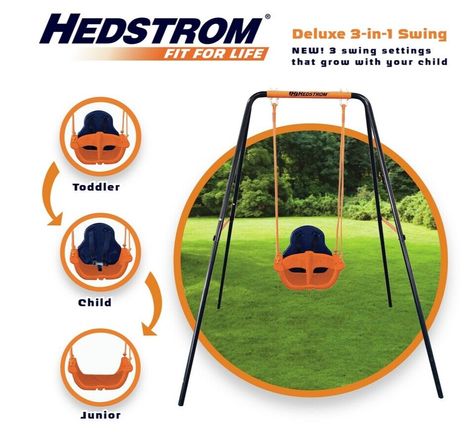 Hedstrom Deluxe 3 in 1 Toddler and Kids Garden Swing | Outdoor Play Swing Set