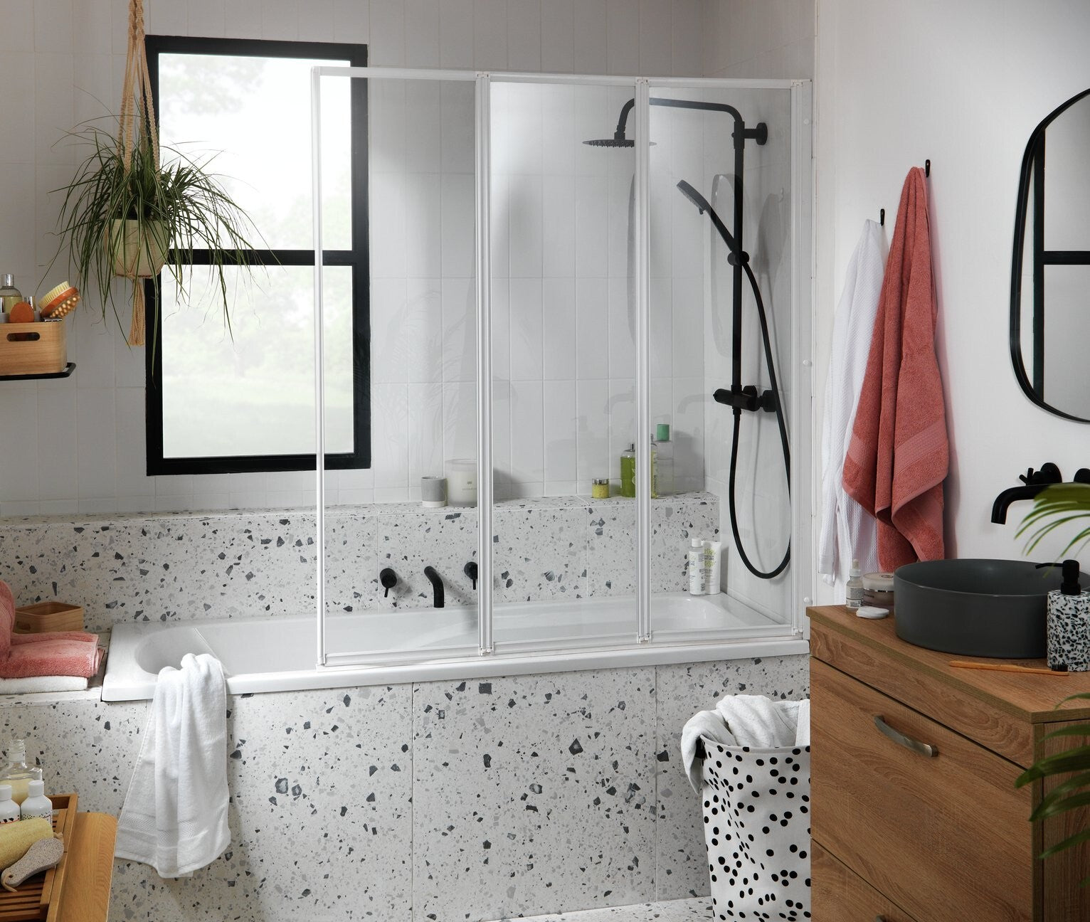 3 - Fold Bath Screen - white