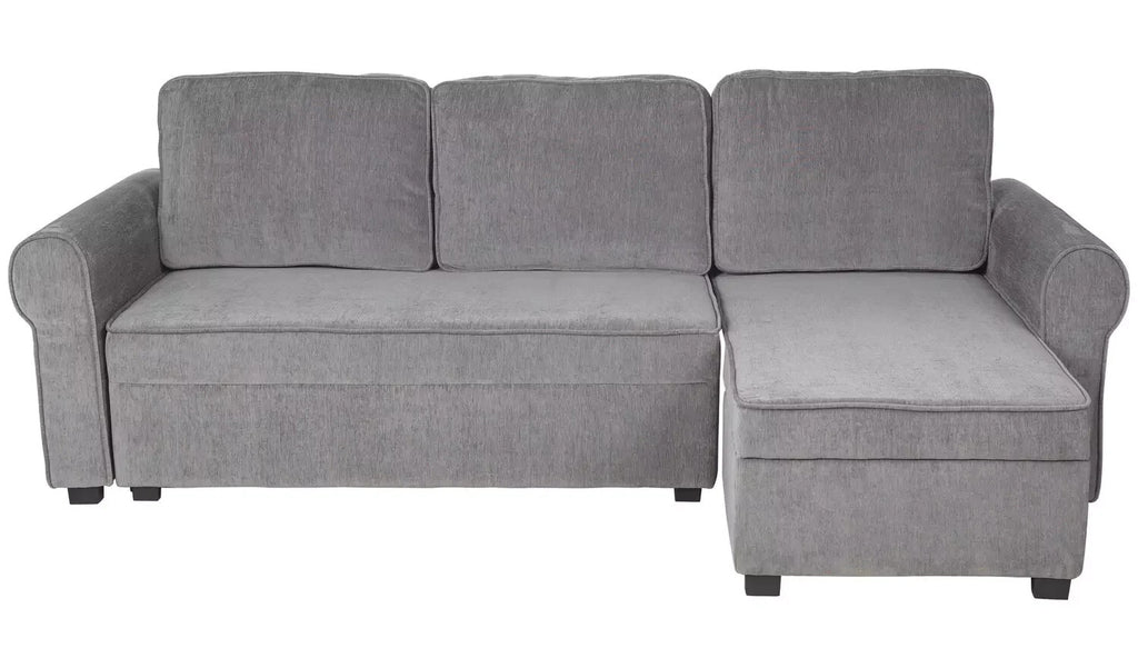 Addie Velvet Reversible Storage Sofa Bed - Grey