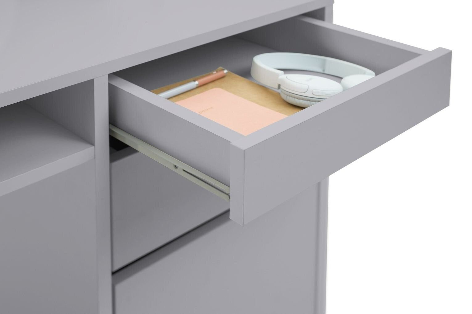 Home Pepper 2 Drawer Pedestal Office Desk - Grey