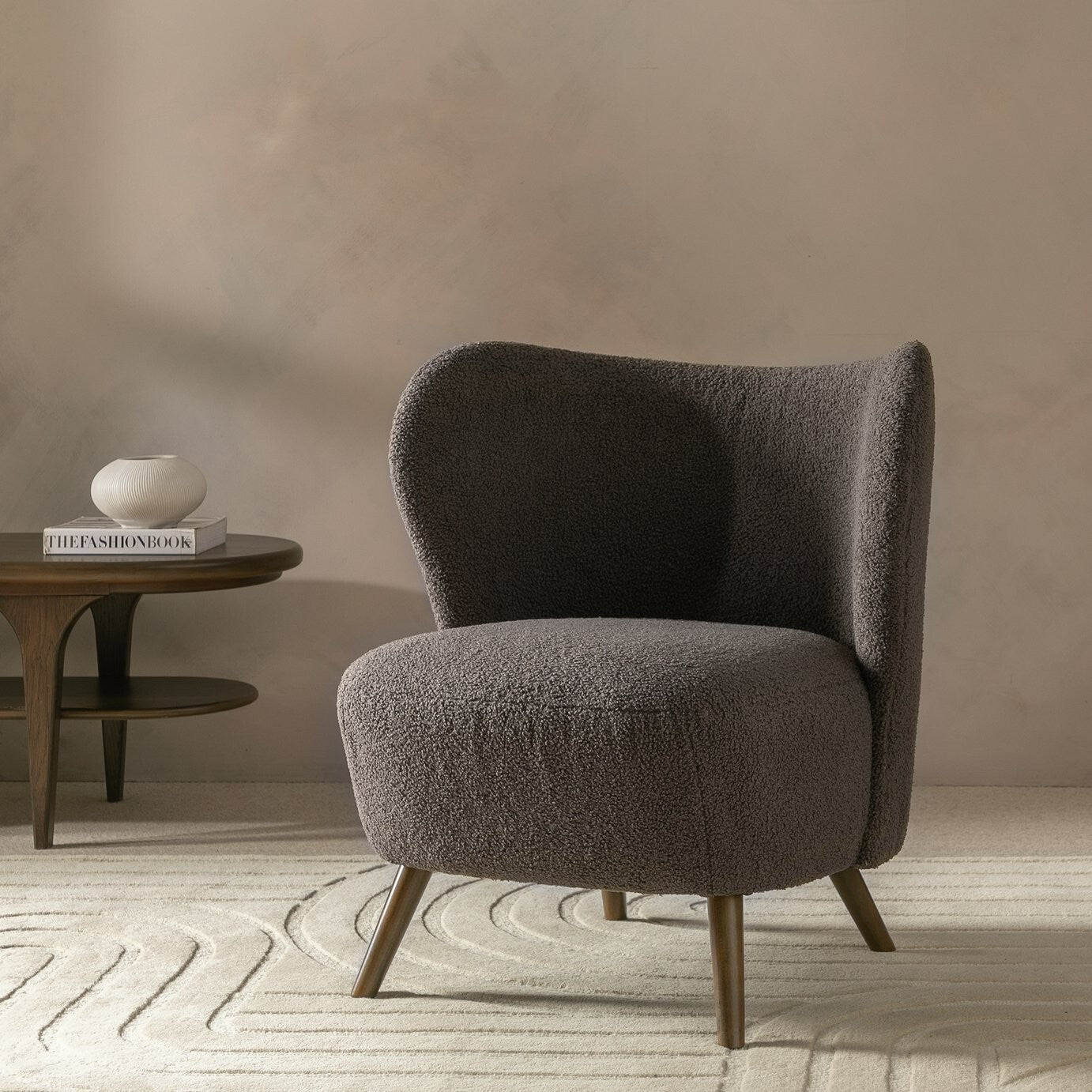 Cory Boucle Accent Chair - Brown