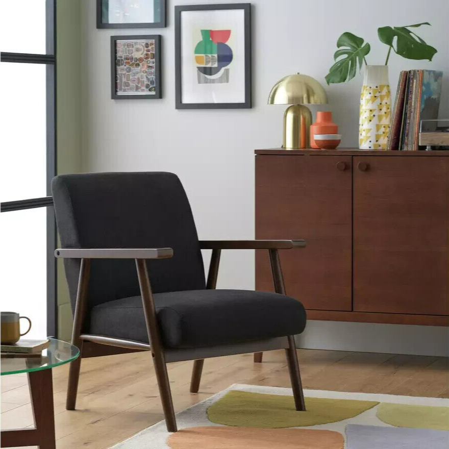 Watson Self Assembly Wood Accent Chair -Dark Grey