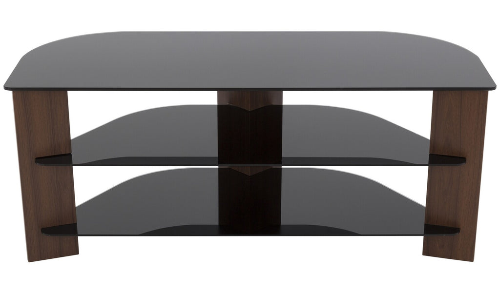 AVF Corner TV Stand With Storage Walnut Up to 55Inch TV Unit Glass Black 110cm