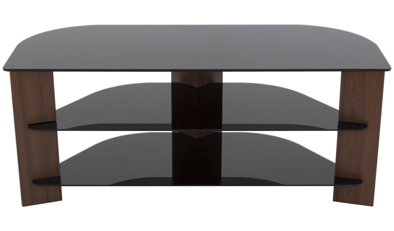 AVF Corner TV Stand With Storage Walnut Up to 55Inch TV Unit Glass Black 110cm
