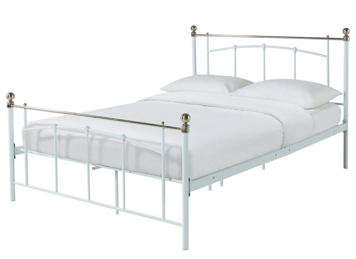 Yani Kingsize Metal Bed Frame - White With Kingsize 1000 Pocket Sprung Mattress