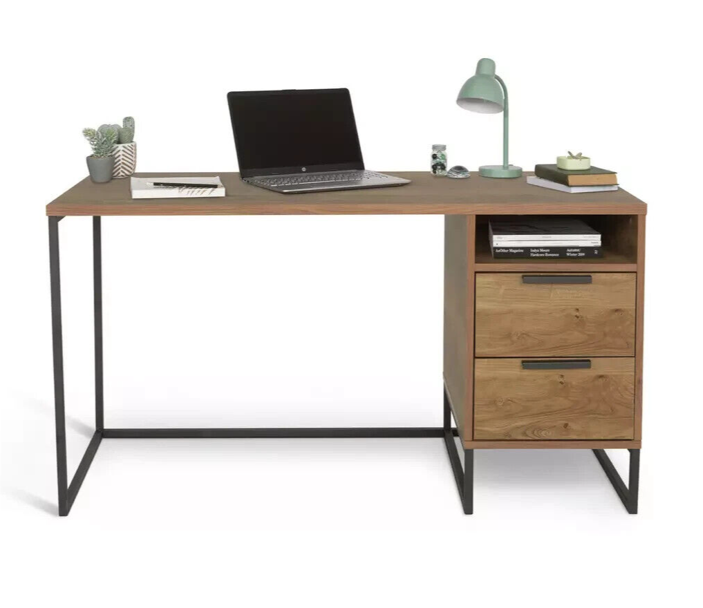 Habitat Nomad 2 Drawer Desk - Oak Effect | Home Office Desk with Storage Drawers