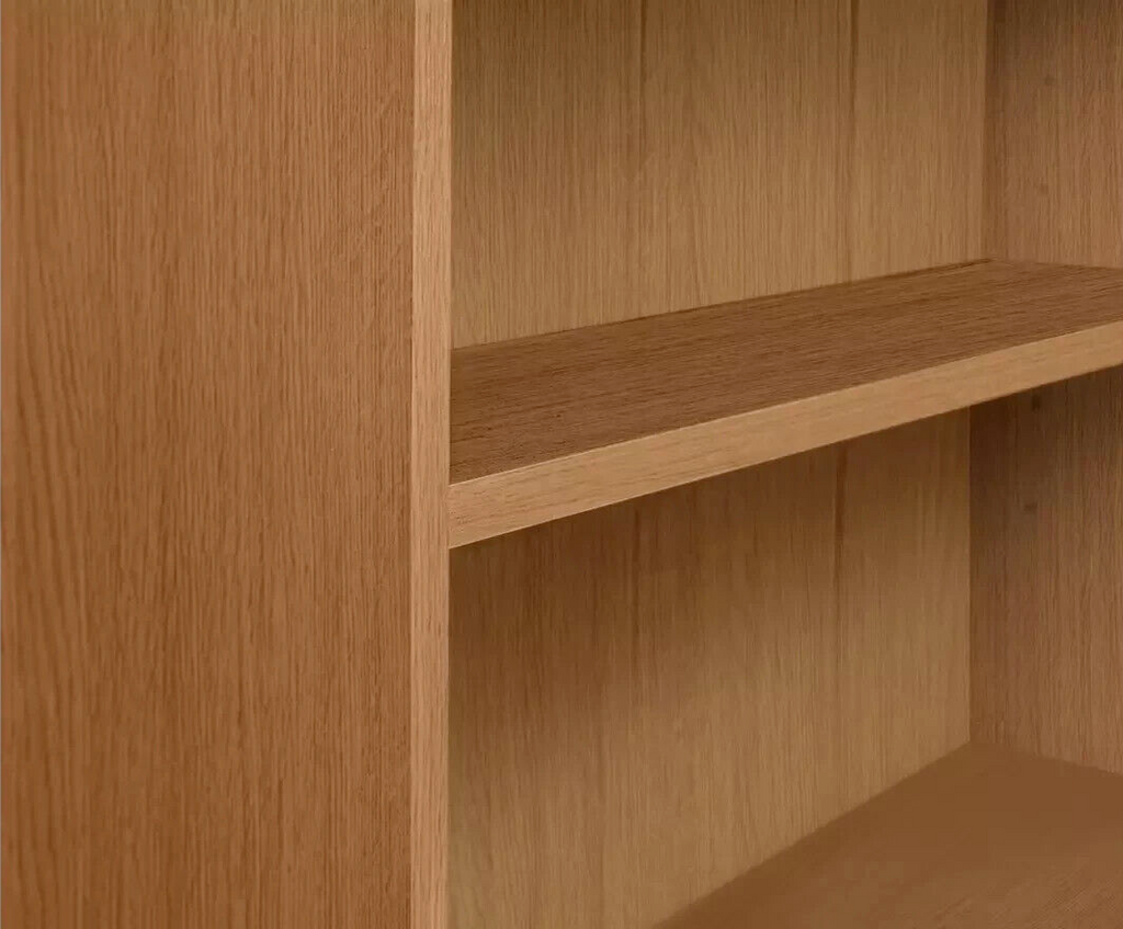 Maine Deep 6 Shelf Bookcase - Shelving Storage Unit Display Cabinet - Oak Effect