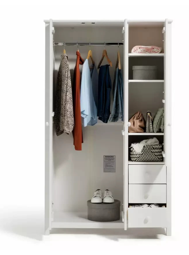 Home Scandinavia 3 door 3 Drawer Wardrobe - White ( B Grade )
