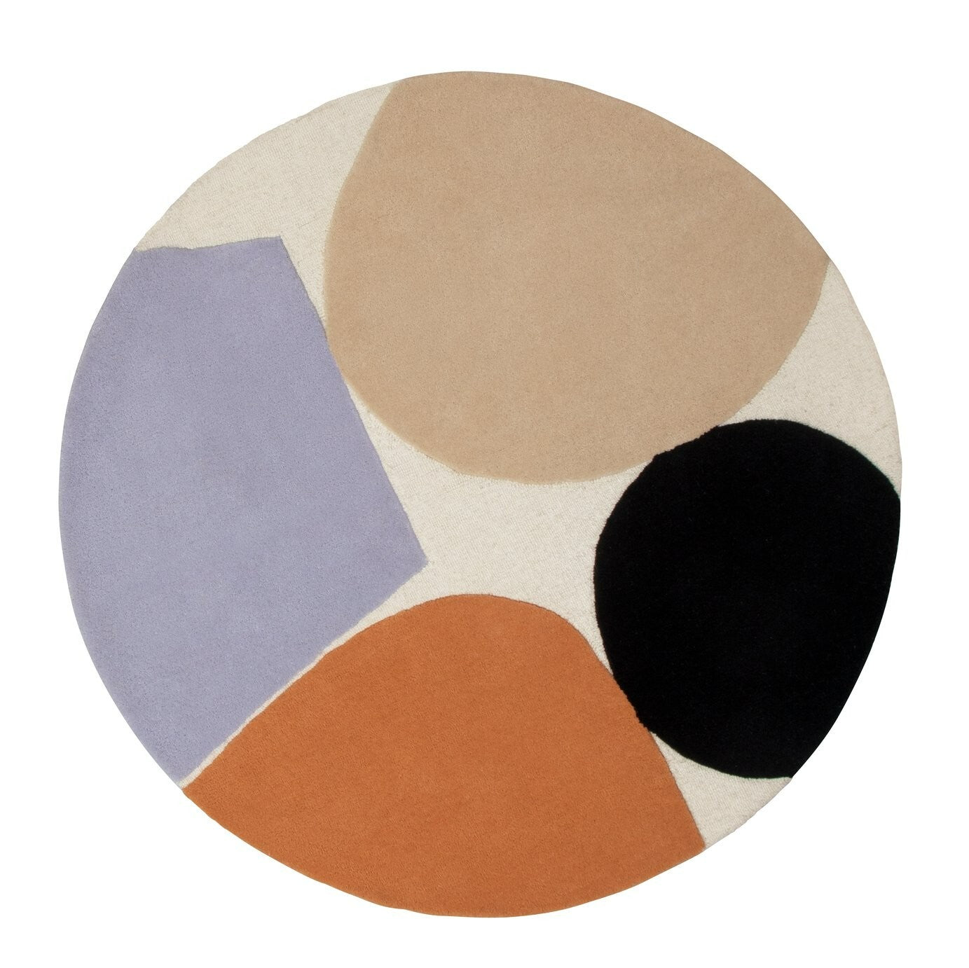 Carved Geometric Round Wool Cut Pile Rug - 120cm