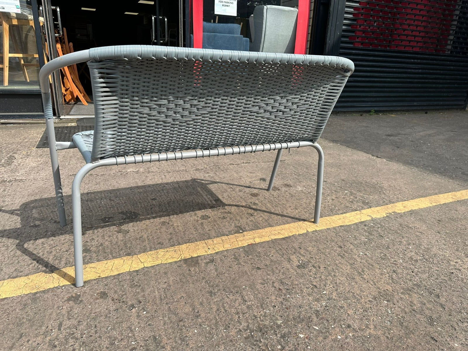 Steel Wicker 2 Seater Garden Bench - Grey