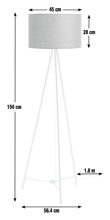 Habitat Leone Brushed Tripod Floor Lamp - Chrome & Grey