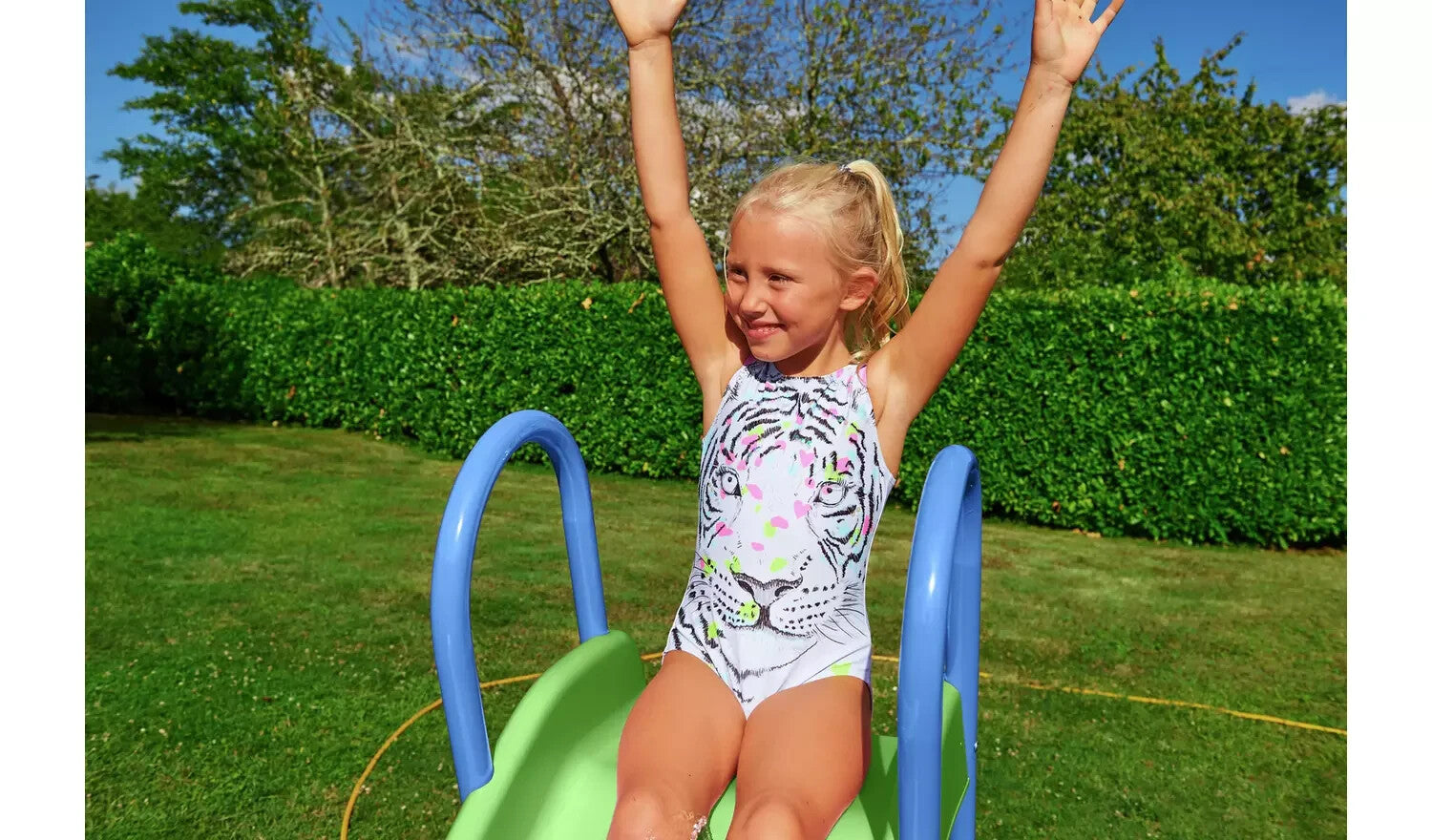 Chad Valley 7ft Kids Garden Slide - Green and Blue