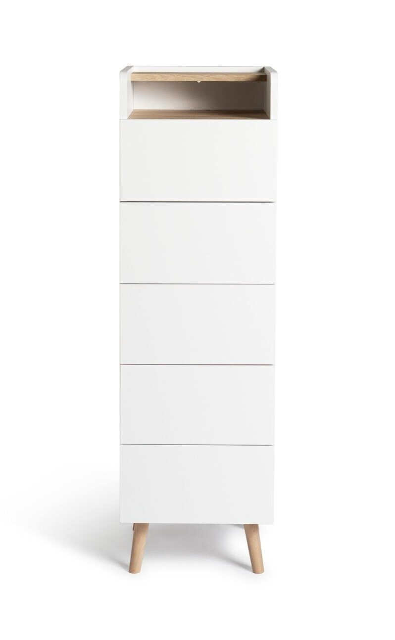 Habitat Skandi 5 Drawer Tallboy - White Two Tone ( B Grade 20386)