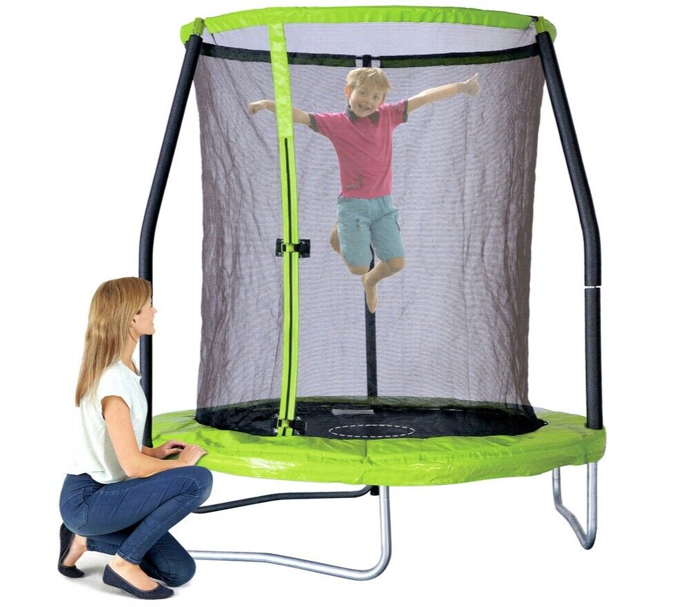 Chad Valley 6ft Outdoor Kids Trampoline with Enclosure | Garden Jumping Fun Toy