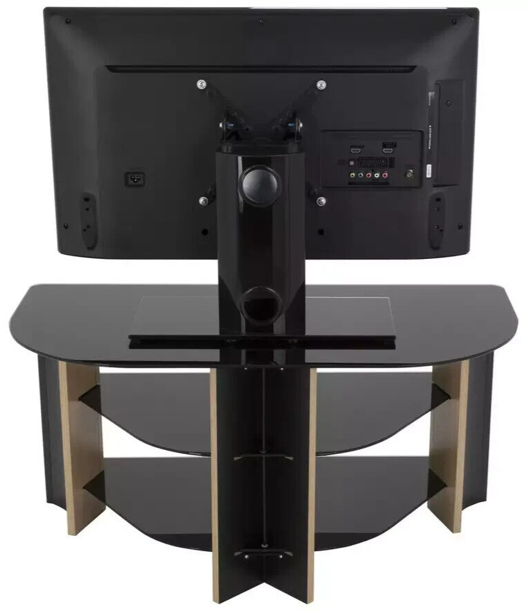 AVF Corner TV Stand With Storage Oak Eff Up to 42 Inch TV Unit Glass Black 90cm