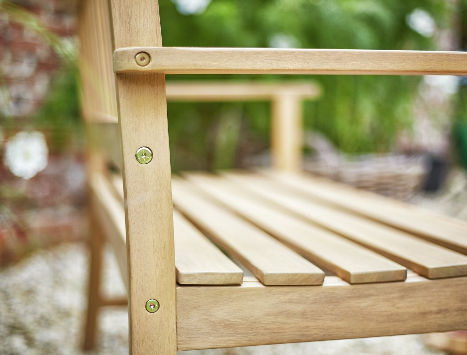 Newbury 2 Seater Wooden Garden Bench - Light Wood