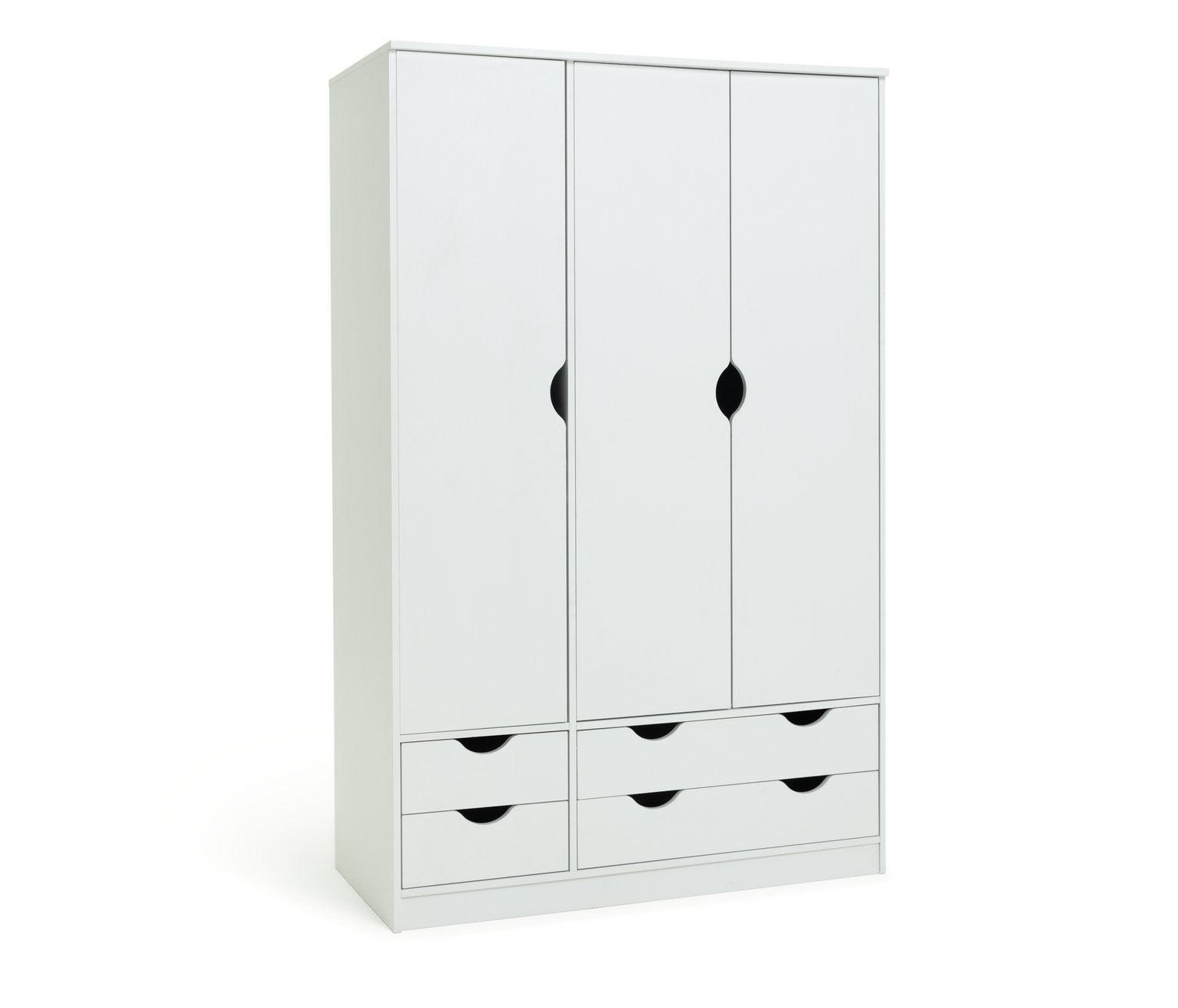 Kids Pagnell 3 Door 4 Drawer Wardrobe - White | large kids wardrobe