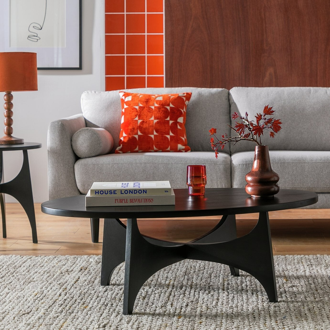 Habitat Mid Century Round Coffee Table - Black ( B Grade 26391 )