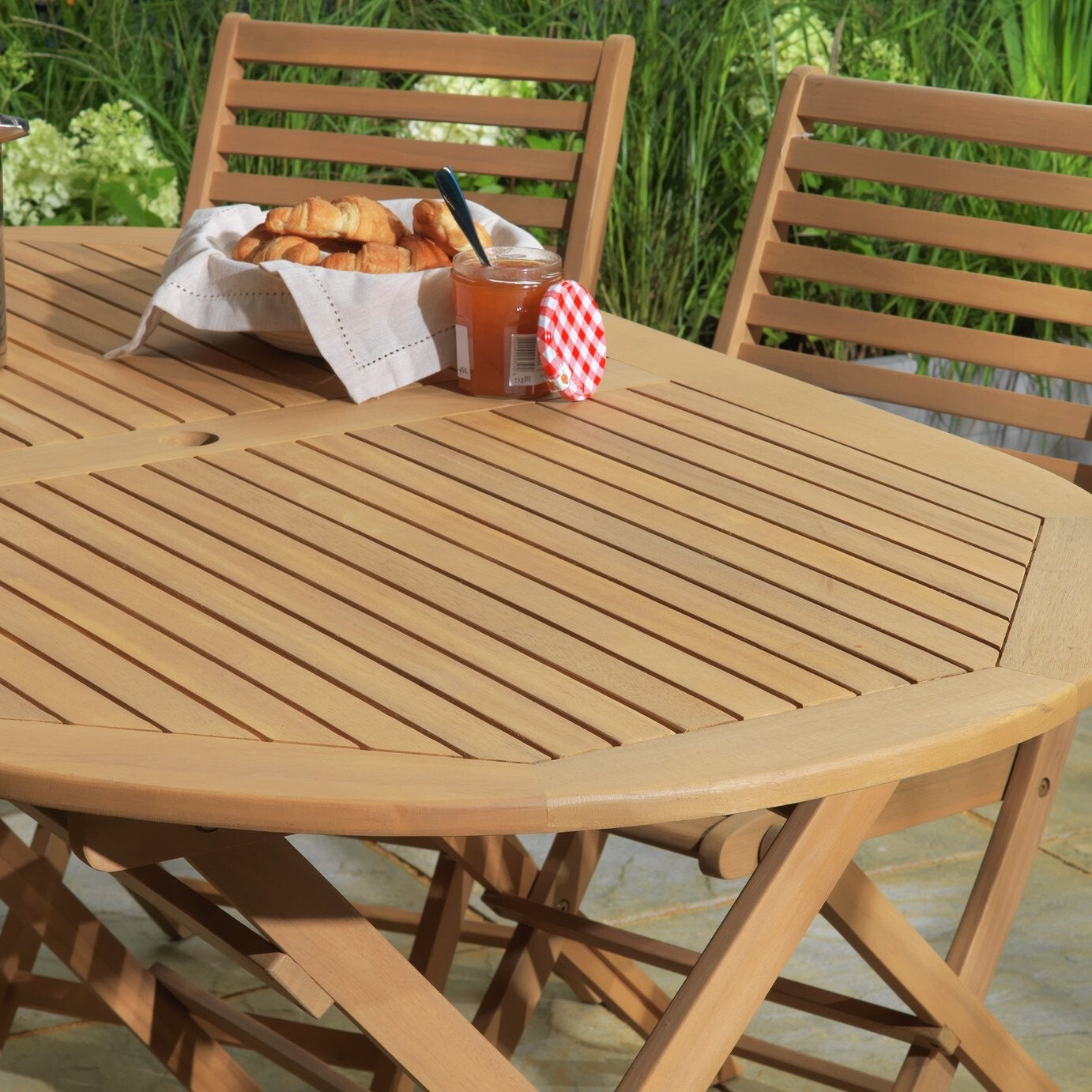 Home Newbury 6 Seater Folding Wooden Patio Set | Outdoor Garden Furniture