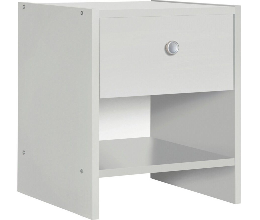 Home Seville 1 Drawer Bedside Table - White | Nightstand Storage for Bedroom Use